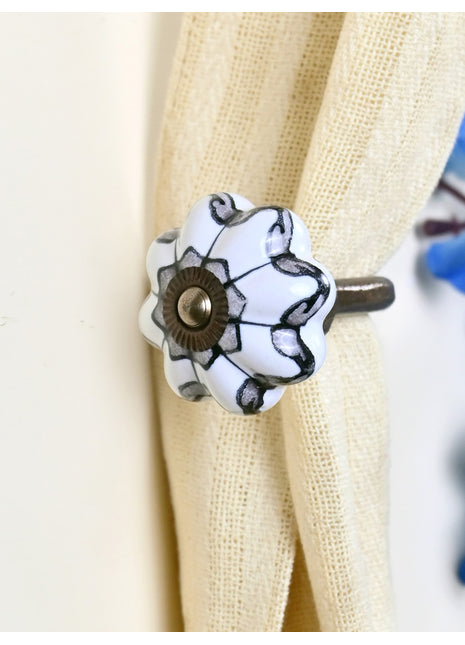 Curtain Tie Backs Hook Decorative Wall Hook- Gray (Set of Two)