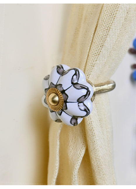 Curtain Tie Backs Hook Decorative Wall Hook- Gray (Set of Two)