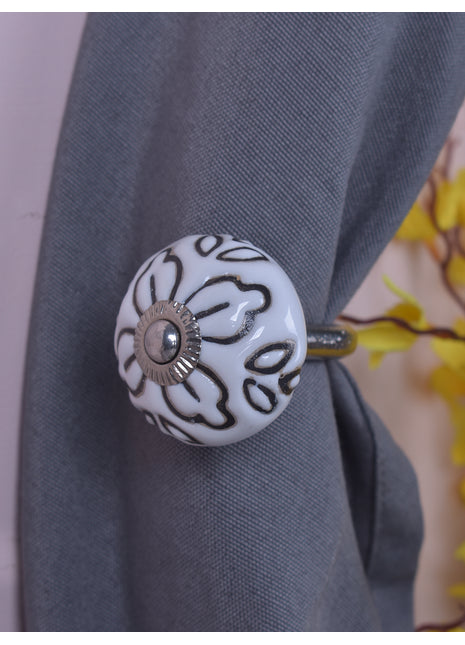 Curtain Tie Backs Hook Decorative Wall Hook- White (Set of Two)