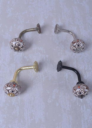 Curtain Tie Backs Hook Decorative Wall Hook- Brown Design (Set of Two)
