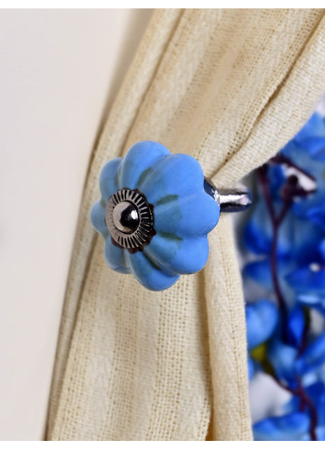 Curtain Tie Backs Hook Decorative Wall Hook- Teal Blue (Set of Two)