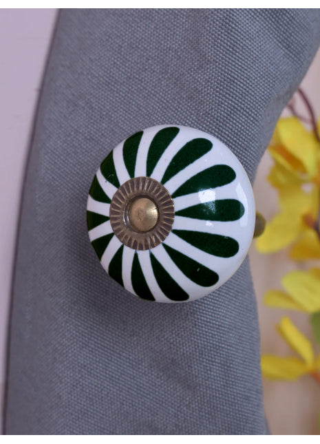 Curtain Tie Backs Hook Decorative Wall Hook- Dark Green (Set of Two)