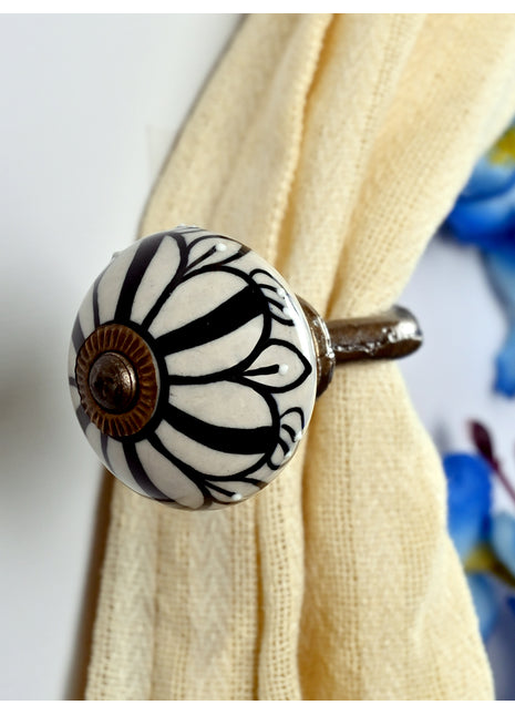 Curtain Tie Backs Hook Decorative Wall Hook- Black Color (Set of Two)