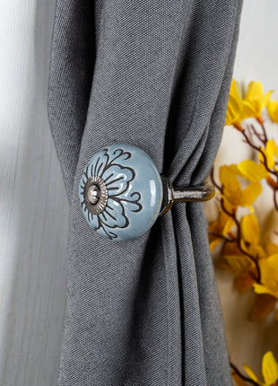 Curtain Tie Backs Hook Decorative Wall Hook- Turquoise (Set of Two)