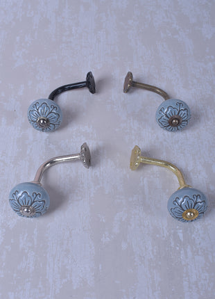 Curtain Tie Backs Hook Decorative Wall Hook- Turquoise (Set of Two)