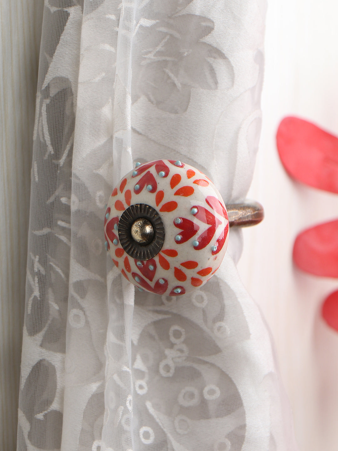 Red And Orange Design Ceramic Knob, Curtain Tie & Pull Bundle – KNOBCO