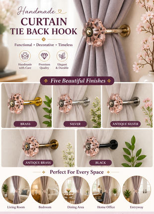 Curtain Tie Backs Hook Decorative Wall Hook- Pink (Set of Two)