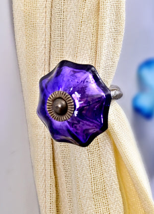 Curtain Tie Backs Hook Decorative Wall Hook- Dark Purple (Set of Two)