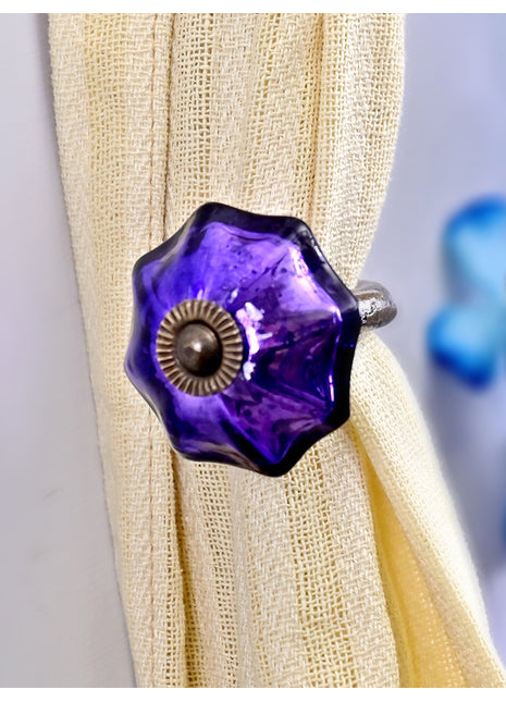 Curtain Tie Backs Hook Decorative Wall Hook- Dark Purple (Set of Two)