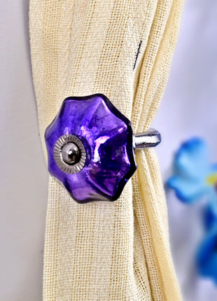 Curtain Tie Backs Hook Decorative Wall Hook- Dark Purple (Set of Two)