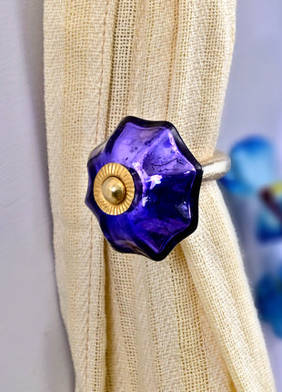 Curtain Tie Backs Hook Decorative Wall Hook- Dark Purple (Set of Two)