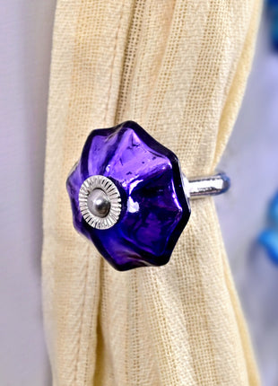 Curtain Tie Backs Hook Decorative Wall Hook- Dark Purple (Set of Two)