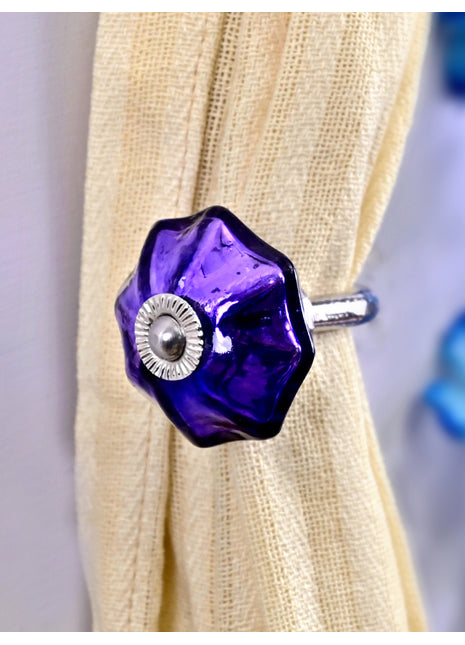 Curtain Tie Backs Hook Decorative Wall Hook- Dark Purple (Set of Two)