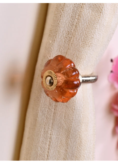 Curtain Tie Backs Hook Decorative Wall Hook- Orange Color Knob (Set of Two)