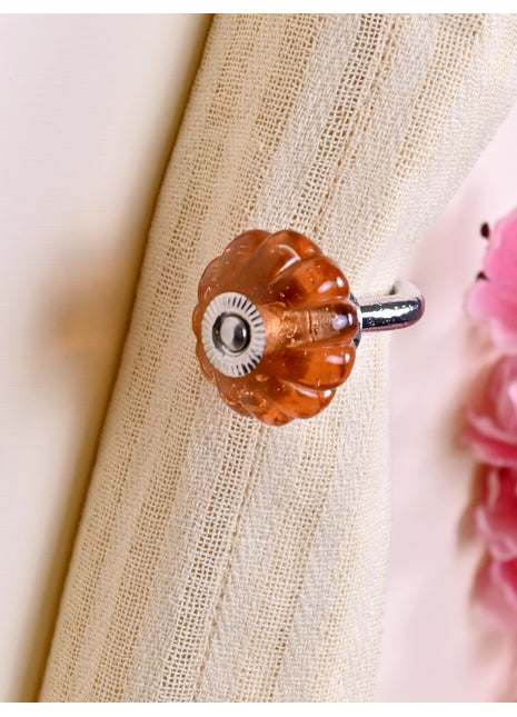 Curtain Tie Backs Hook Decorative Wall Hook- Orange Color Knob (Set of Two)