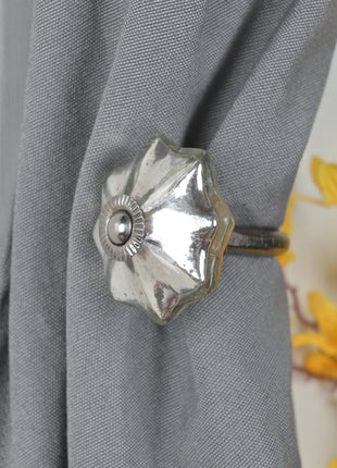 Curtain Tie Backs Hook Decorative Wall Hook- Silver (Set of Two)