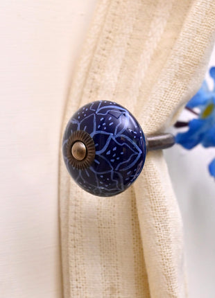 Curtain Tie Backs Hook Decorative Wall Hook- Blue (Set of Two)