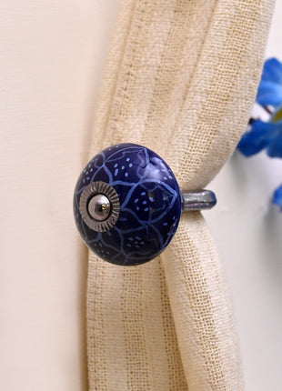 Curtain Tie Backs Hook Decorative Wall Hook- Blue (Set of Two)