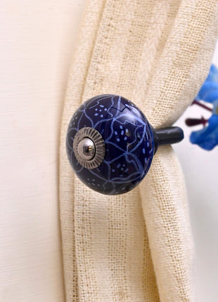 Curtain Tie Backs Hook Decorative Wall Hook- Blue (Set of Two)