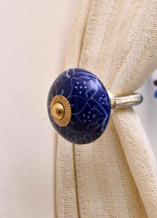 Curtain Tie Backs Hook Decorative Wall Hook- Blue (Set of Two)