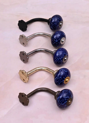 Curtain Tie Backs Hook Decorative Wall Hook- Blue (Set of Two)