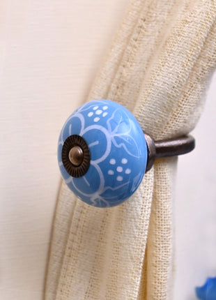 Curtain Tie Backs Hook Decorative Wall Hook- Turquoise (Set of Two)