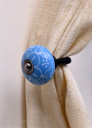 Curtain Tie Backs Hook Decorative Wall Hook- Turquoise (Set of Two)