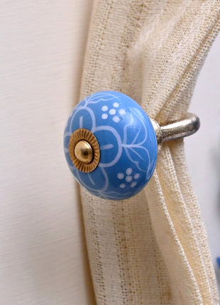 Curtain Tie Backs Hook Decorative Wall Hook- Turquoise (Set of Two)