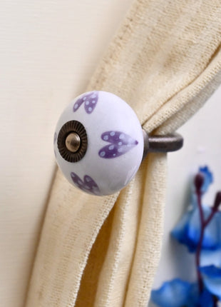 Curtain Tie Backs Hook Decorative Wall Hook- White Base (Set of Two)
