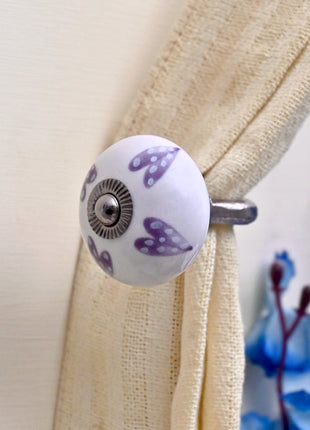 Curtain Tie Backs Hook Decorative Wall Hook- White Base (Set of Two)