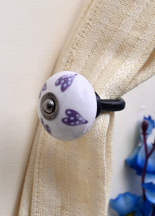 Curtain Tie Backs Hook Decorative Wall Hook- White Base (Set of Two)