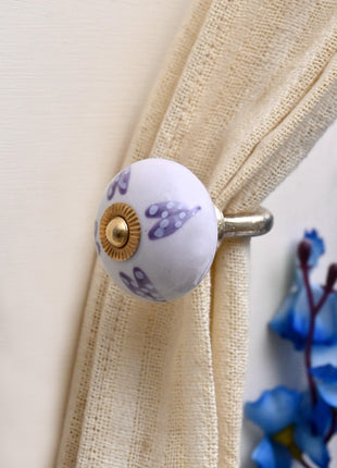 Curtain Tie Backs Hook Decorative Wall Hook- White Base (Set of Two)