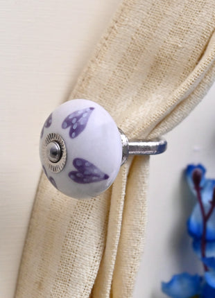 Curtain Tie Backs Hook Decorative Wall Hook- White Base (Set of Two)