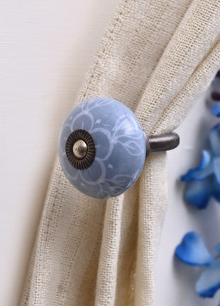 Curtain Tie Backs Hook Decorative Wall Hook- Powder Blue (Set of Two)