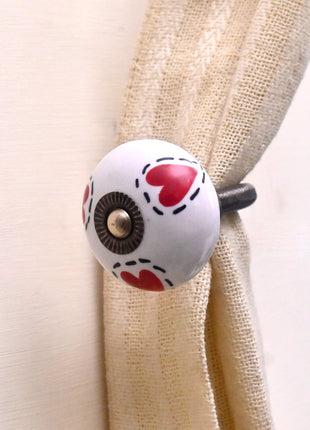 Curtain Tie Backs Hook Decorative Wall Hook- Red Heart (Set of Two)