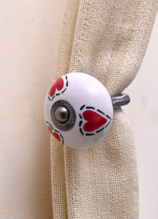 Curtain Tie Backs Hook Decorative Wall Hook- Red Heart (Set of Two)