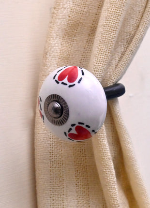 Curtain Tie Backs Hook Decorative Wall Hook- Red Heart (Set of Two)