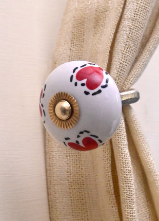 Curtain Tie Backs Hook Decorative Wall Hook- Red Heart (Set of Two)