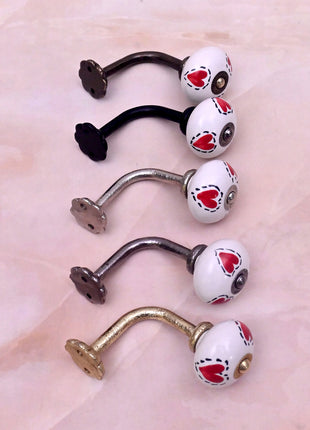 Curtain Tie Backs Hook Decorative Wall Hook- Red Heart (Set of Two)