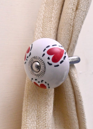 Curtain Tie Backs Hook Decorative Wall Hook- Red Heart (Set of Two)