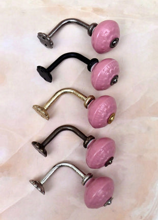 Curtain Tie Backs Hook Decorative Wall Hook- Pink (Set of Two)