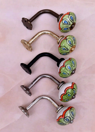 Curtain Tie Backs Hook Decorative Wall Hook- Green (Set of Two)