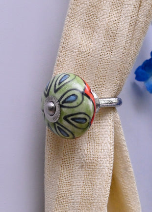 Curtain Tie Backs Hook Decorative Wall Hook- Green (Set of Two)