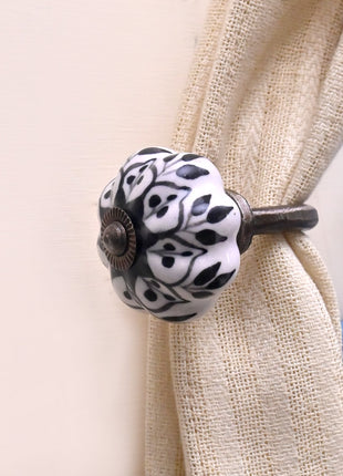 Curtain Tie Backs Hook Decorative Wall Hook- Black Design (Set of Two)