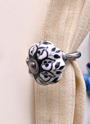 Curtain Tie Backs Hook Decorative Wall Hook- Black Design (Set of Two)