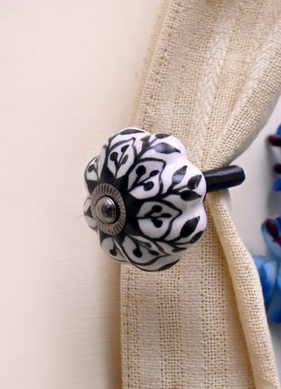 Curtain Tie Backs Hook Decorative Wall Hook- Black Design (Set of Two)