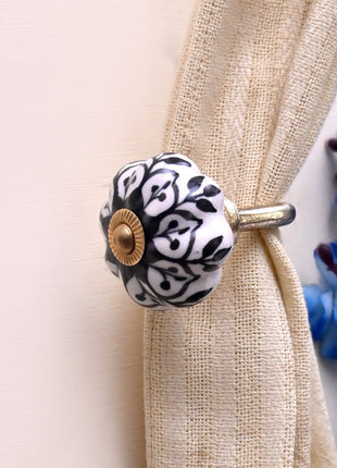 Curtain Tie Backs Hook Decorative Wall Hook- Black Design (Set of Two)