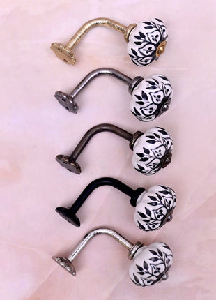 Curtain Tie Backs Hook Decorative Wall Hook- Black Design (Set of Two)