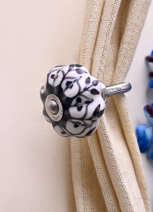 Curtain Tie Backs Hook Decorative Wall Hook- Black Design (Set of Two)