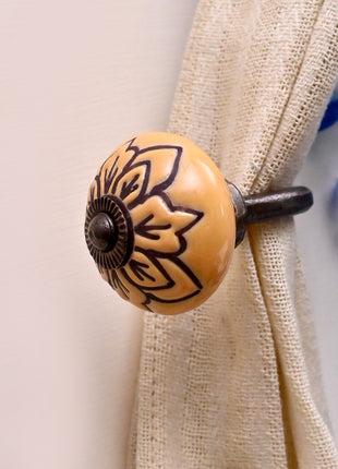 Curtain Tie Backs Hook Decorative Wall Hook- Yellow (Set of Two)